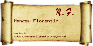 Mancsu Florentin névjegykártya